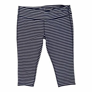 Athleta Navy and White Striped Capris